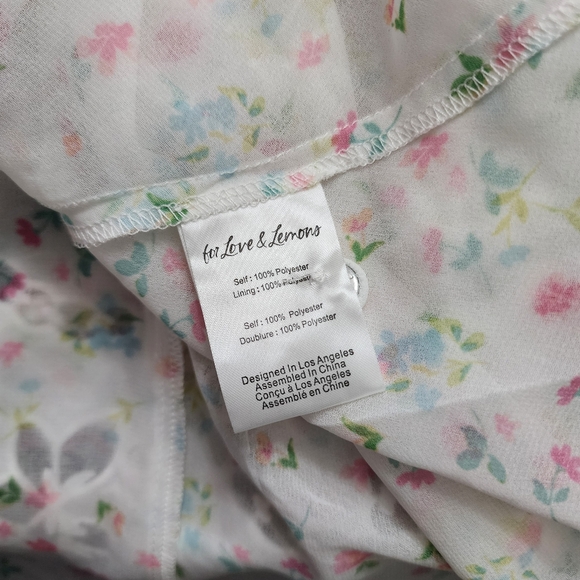For Love & Lemons Magnolia Floral Lasercut Puff Sleeve Mini Dress Large Feminine - Picture 15 of 16